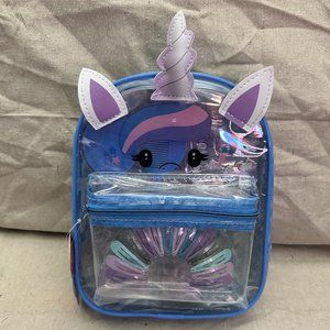 Children's Unicorn Clear Backpack and Accessories Set, Blue,100-Piece